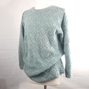 COTTON FOREVER Green Open Knit Sweater/Tunic  Sz M
